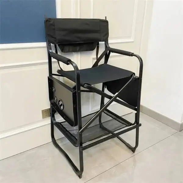 Table Portable Side Makeup with Artist Director Cup Chair Holder Foldable Lightweight Hairstylist Chair for Makeup Salons, Movie