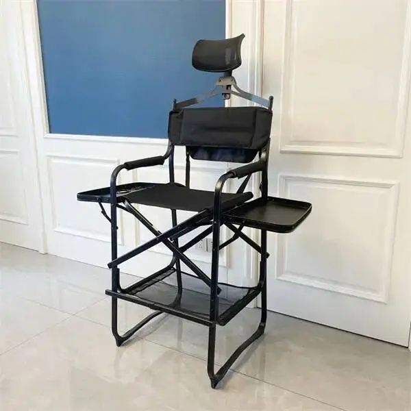 Table Portable Side Makeup with Artist Director Cup Chair Holder Foldable Lightweight Hairstylist Chair for Makeup Salons, Movie