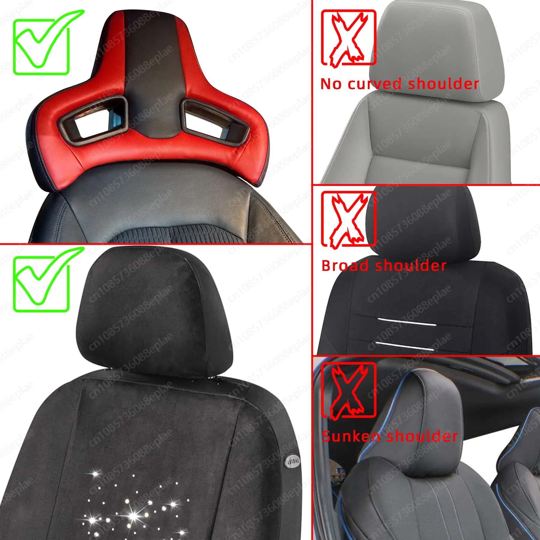Plug and Play Leather Car Seat Headrest Cold Foam with Racing Style