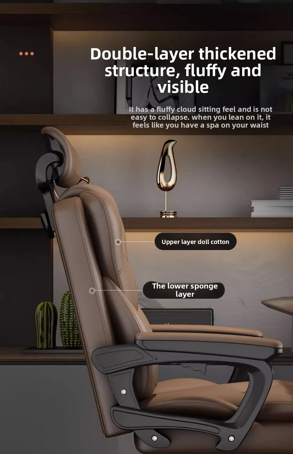 Boss Chair, Home Comfortable, Sedentary Living Room Computer Chair Business Office Chair Study, Backrest Reclining Sofa Bedroom