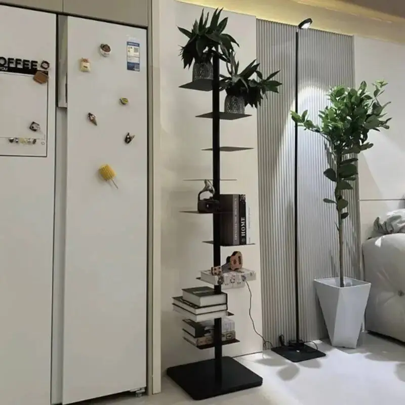 9- Layers Creative Bookcases Iron Rotating Invisible Spiral Bookshelf Living Room Display Shelf Household Corner Room Furniture