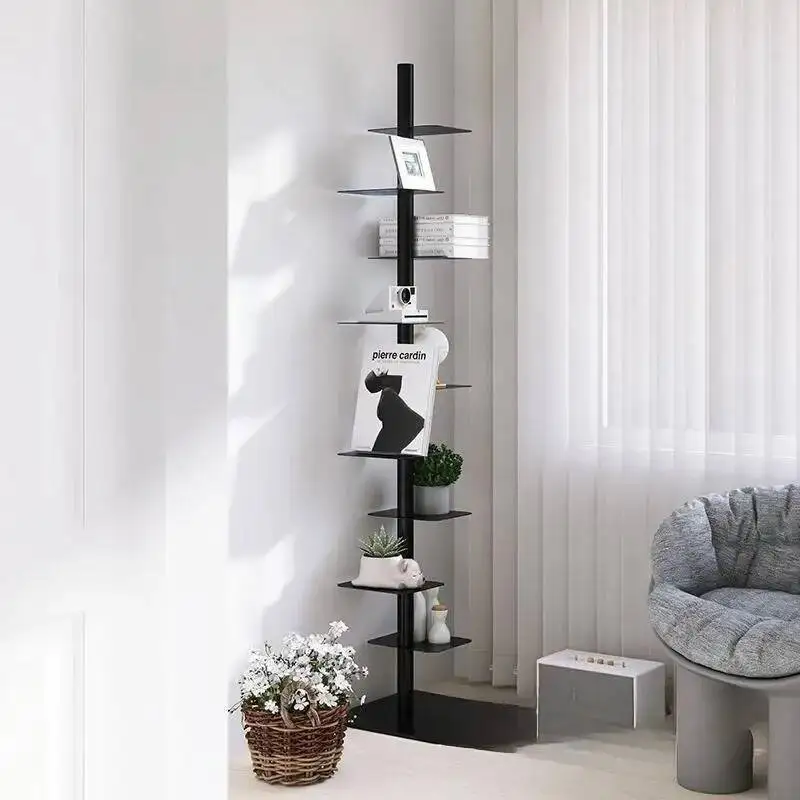 9- Layers Creative Bookcases Iron Rotating Invisible Spiral Bookshelf Living Room Display Shelf Household Corner Room Furniture