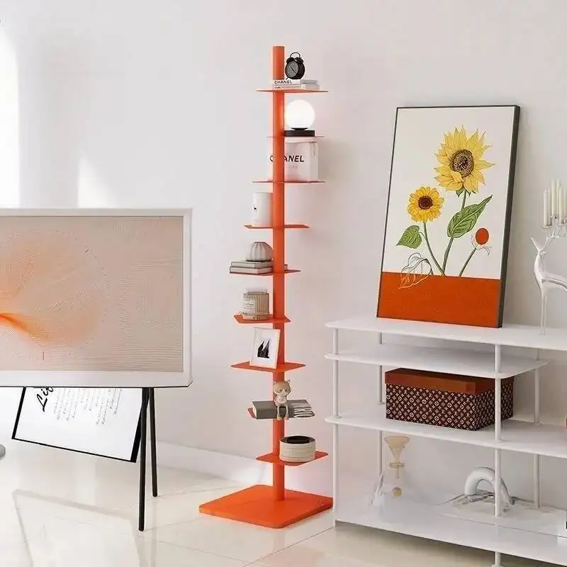 9- Layers Creative Bookcases Iron Rotating Invisible Spiral Bookshelf Living Room Display Shelf Household Corner Room Furniture