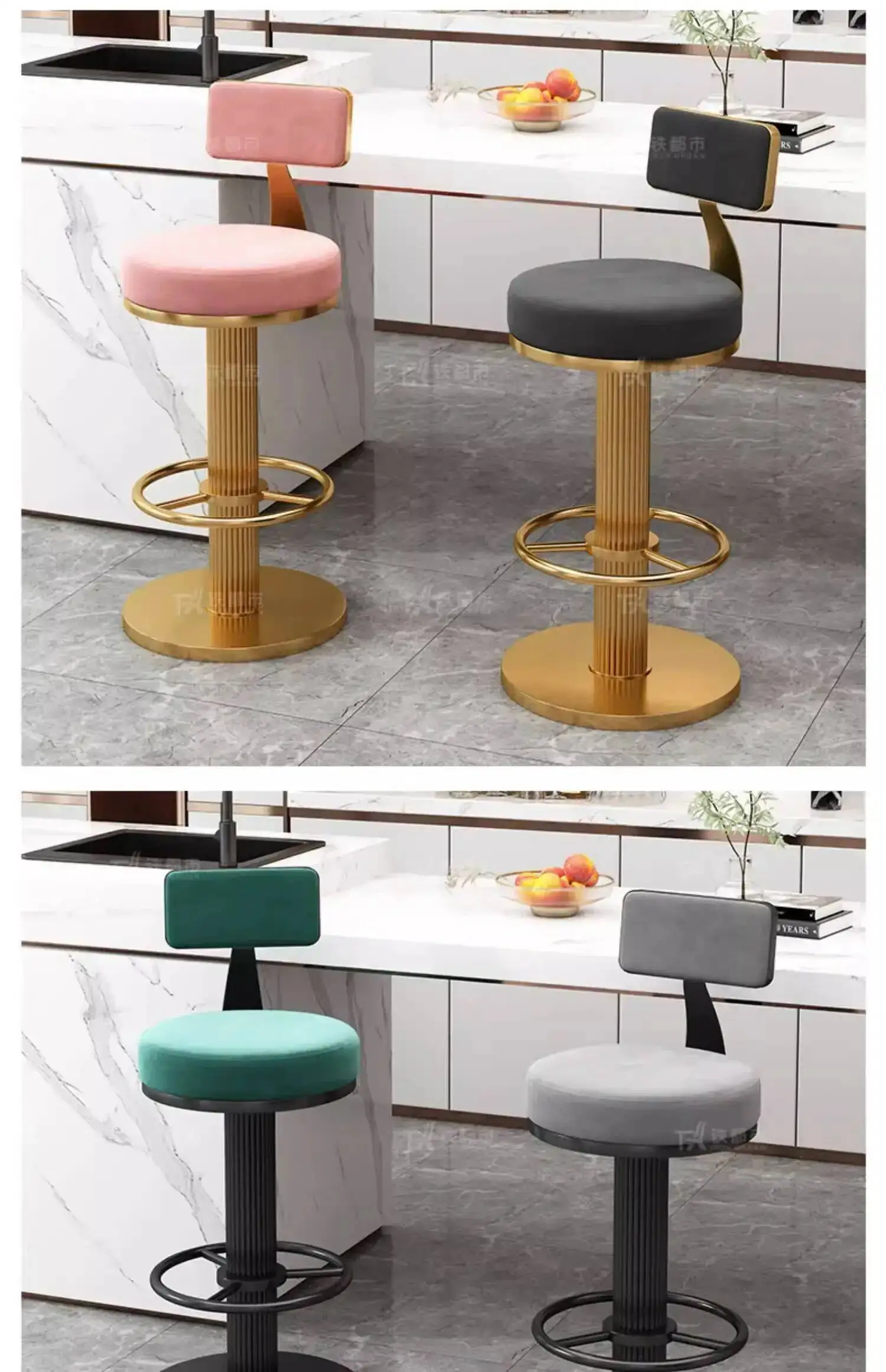 Style Nordic Metal Bar Stool Modern Telescopic High Quality Round Party Chairs White Luxury Soft Taburetes De Bar Furniture