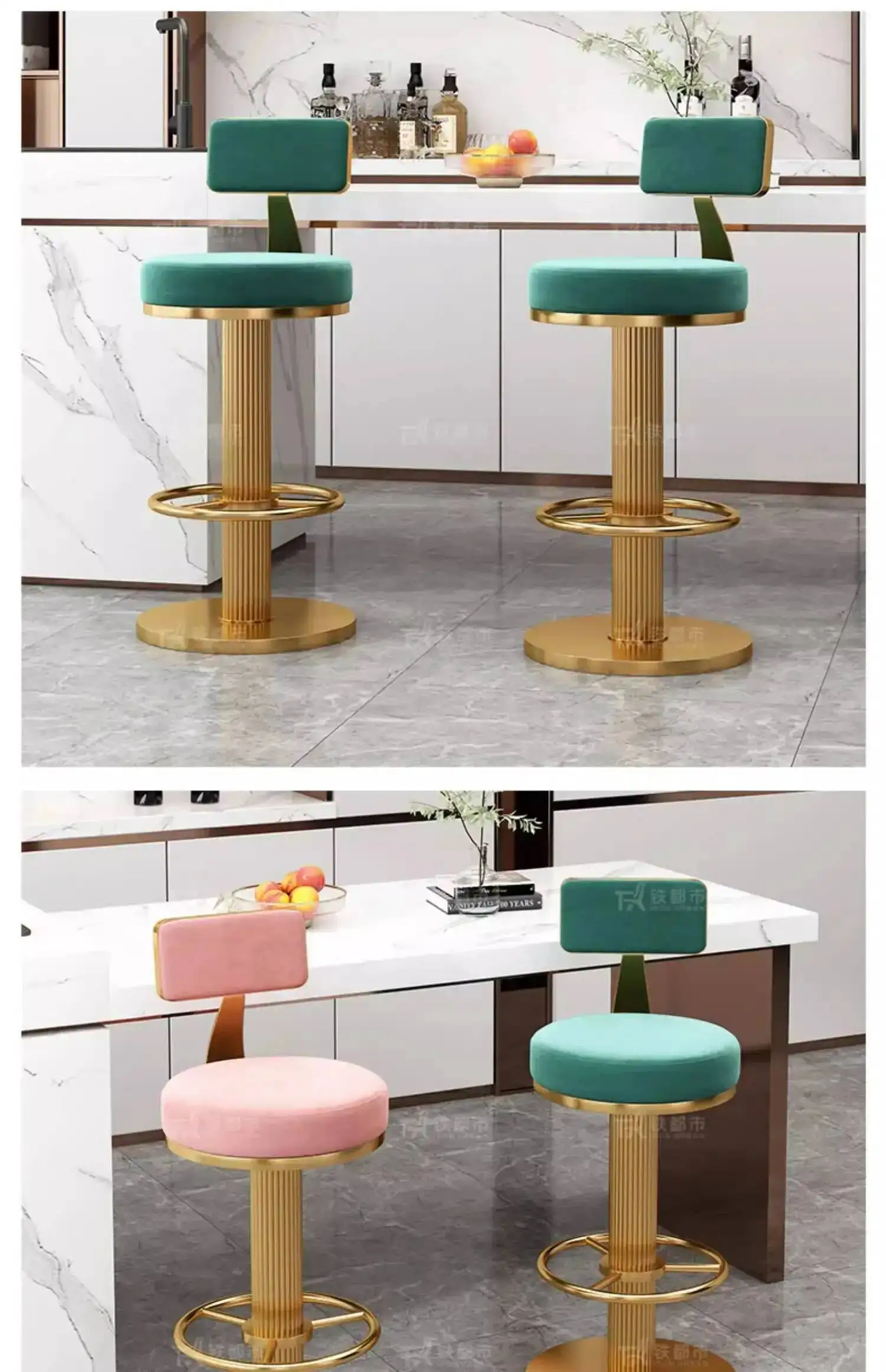 Style Nordic Metal Bar Stool Modern Telescopic High Quality Round Party Chairs White Luxury Soft Taburetes De Bar Furniture