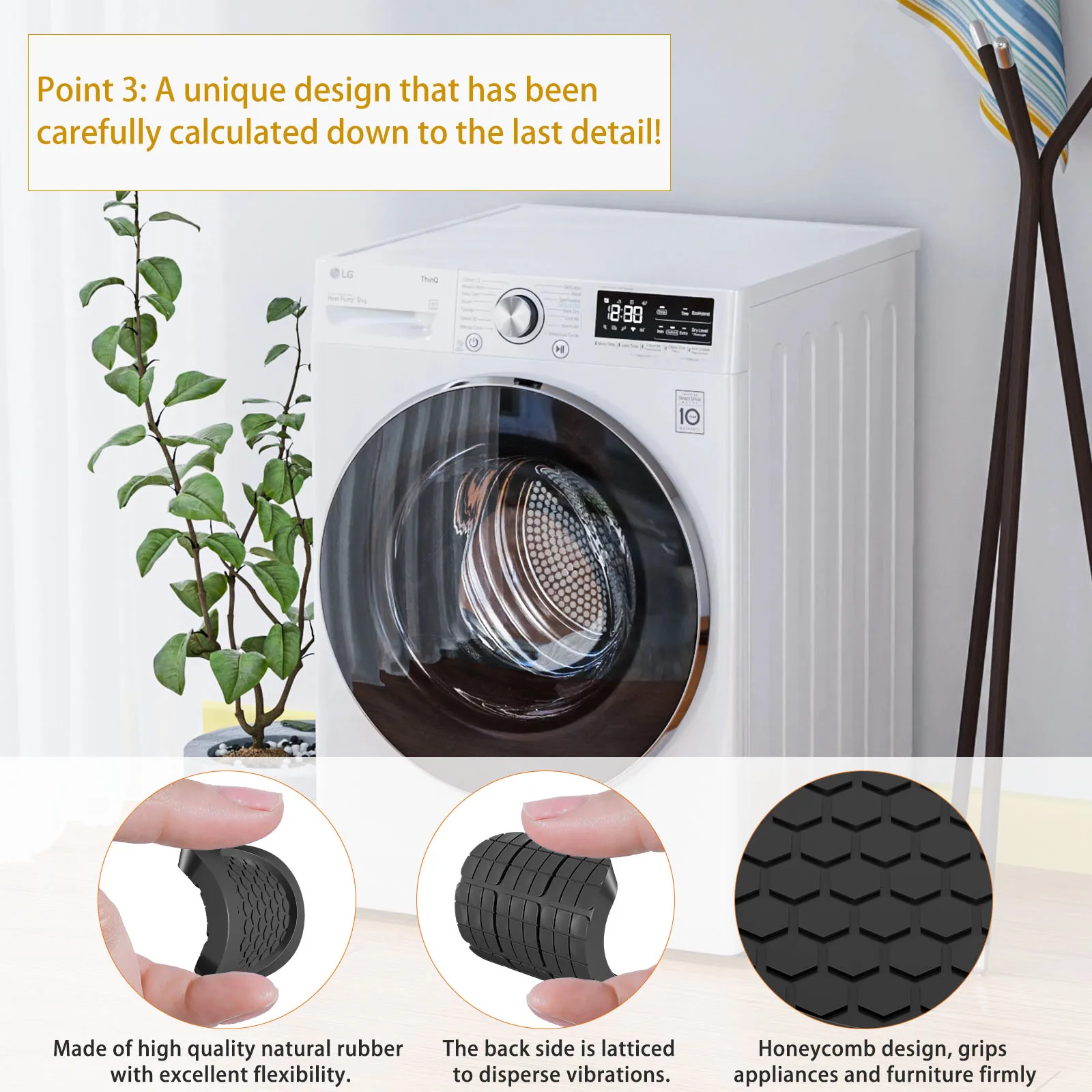 4PCS Anti Vibration Feet Pad Rubber Mat Anti Slip Silent Dampers Stand Universal Washing Machine Refrigerator Furniture Foot Pad