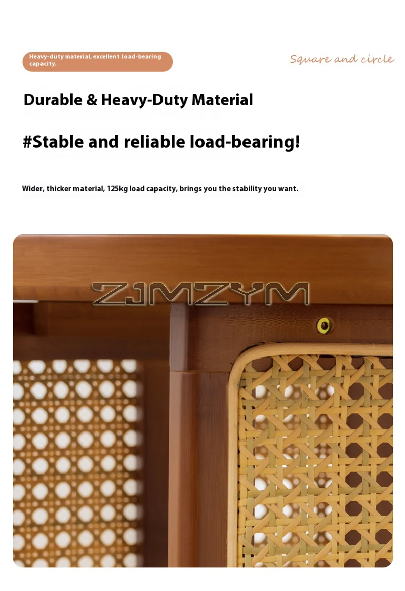 Rattan Side Table Sofa Storage Corner Desk Small Round Coffee Table Double-Layer Edge Bedside Table Balcony Sides Tables