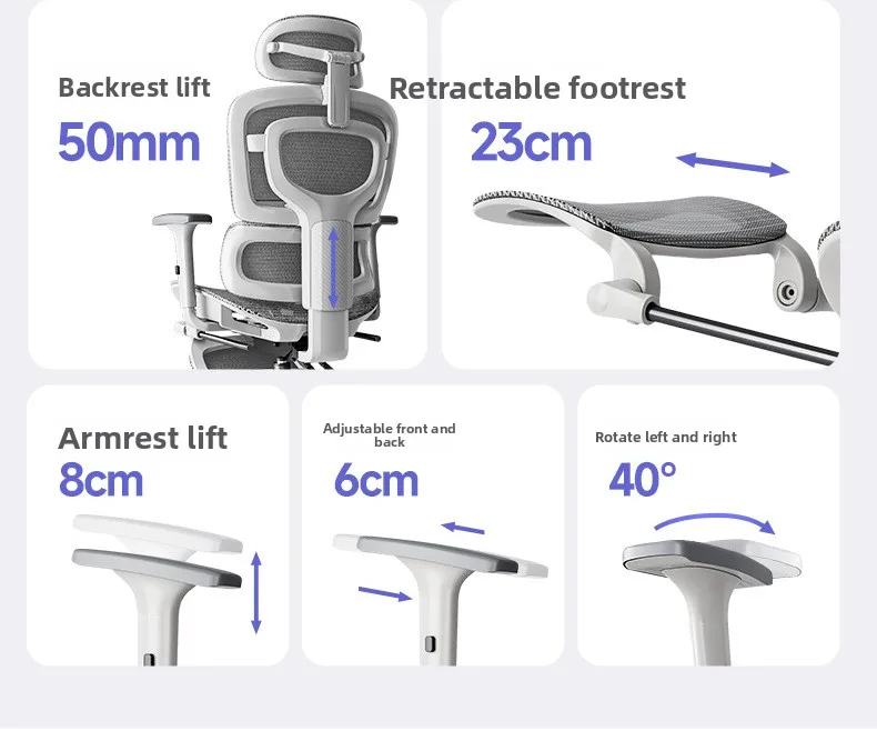 UVR Ergonomic Chair Is Not Tired of Sitting Staff Office Chair Household Reclining Seat Adjustable Backrest Computer Chair