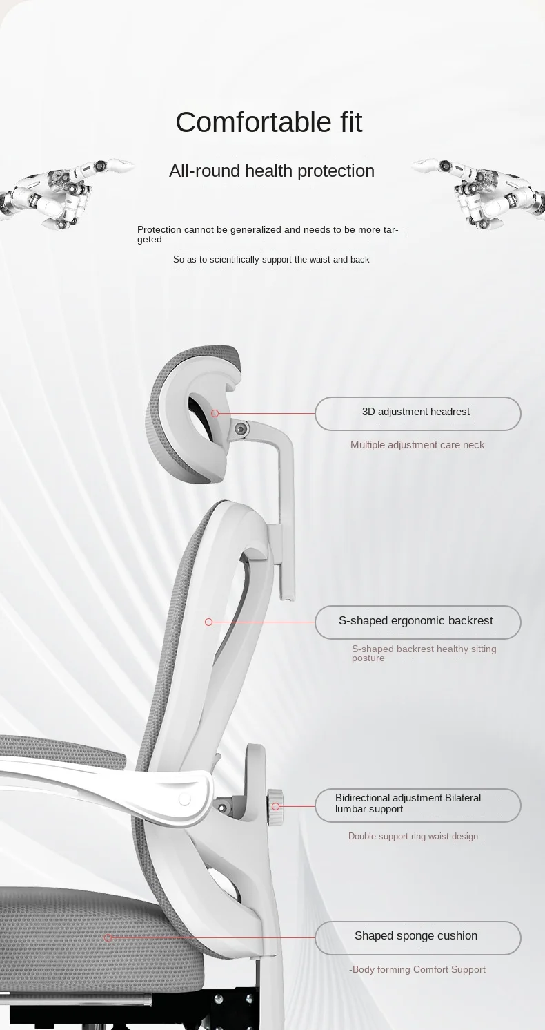 UVR Gaming Computer Chair Mesh Breathable Staff Chair Ergonomic Design Armrest Chair Sitting Comfor THome Office Chair Furniture