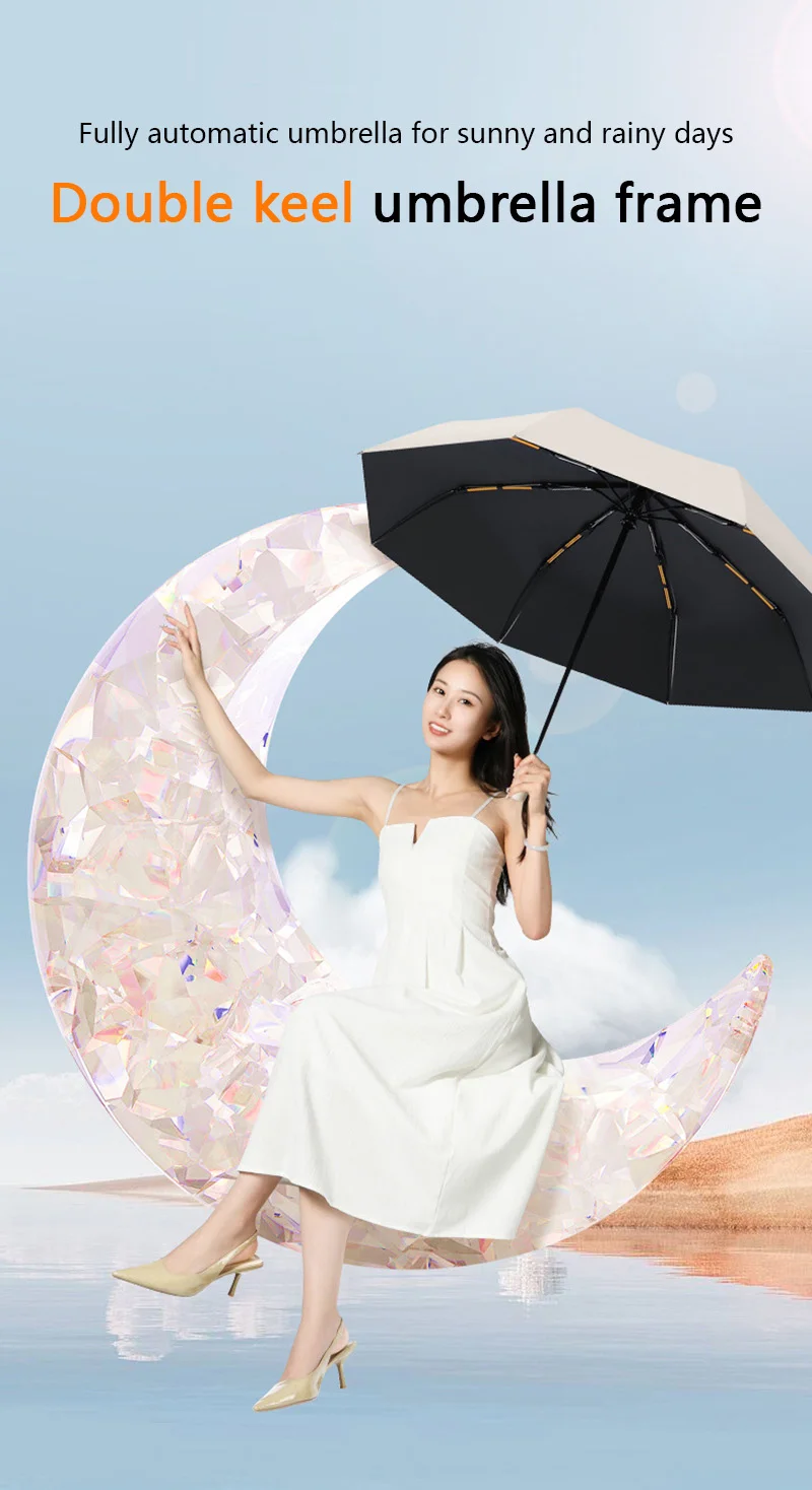 24 Bone Folding Umbrella Fully Automatic SPF 50 UV Double Bone Protection Rain Resistance Strong Wind Resitance Umbrella