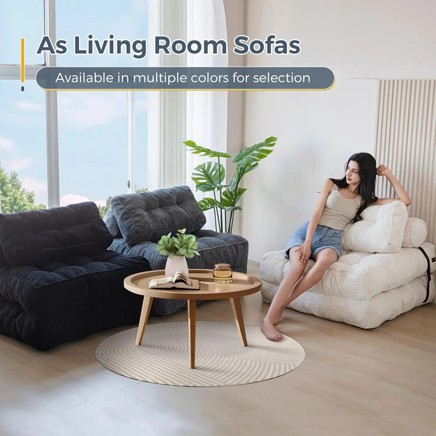 Folding Sofa Bed, Convertible Sleeper Chair with Pillow Foldable Matress, Portable Fold Out Chair Bed Comfy Floor Sofa Lounge