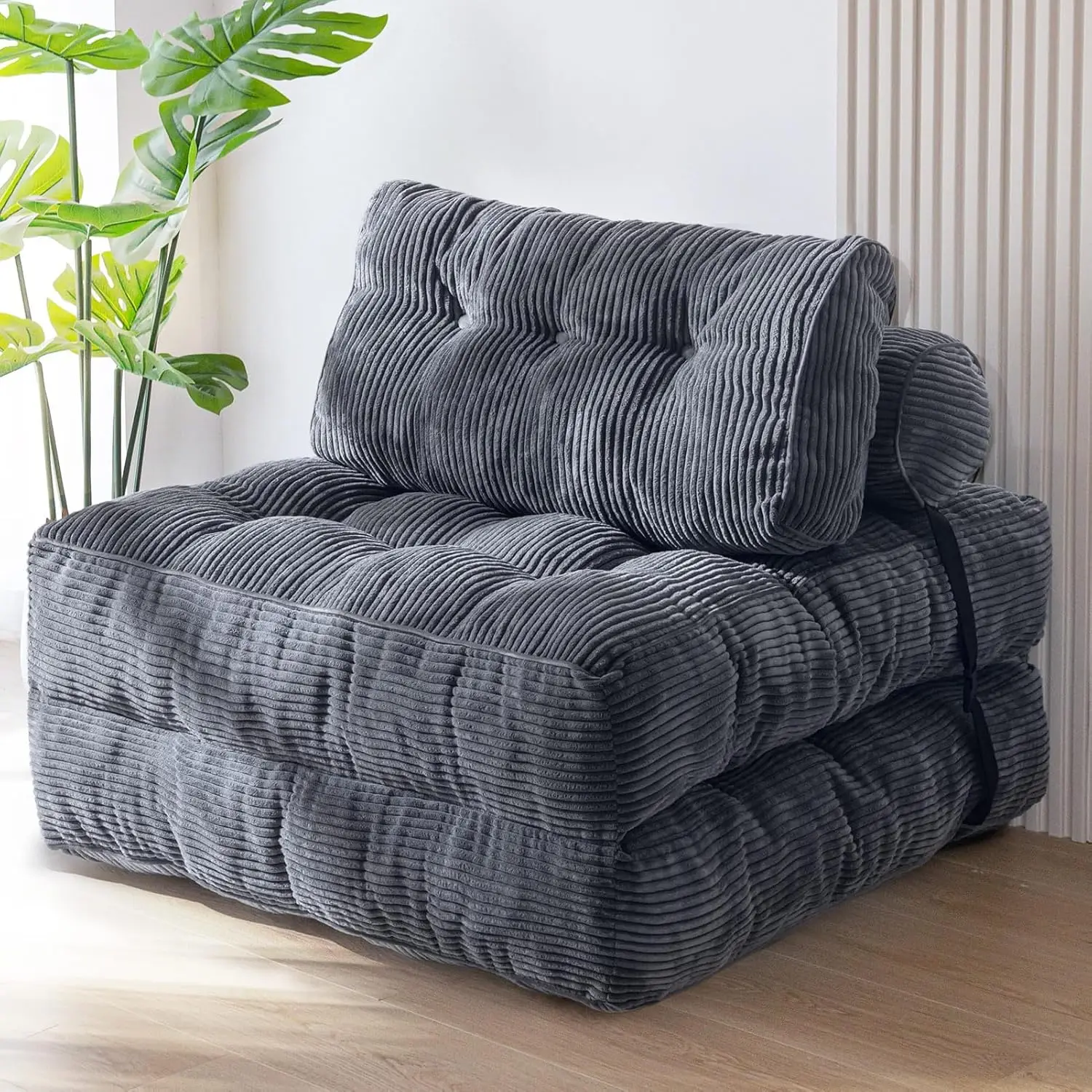Folding Sofa Bed, Convertible Sleeper Chair with Pillow Foldable Matress, Portable Fold Out Chair Bed Comfy Floor Sofa Lounge
