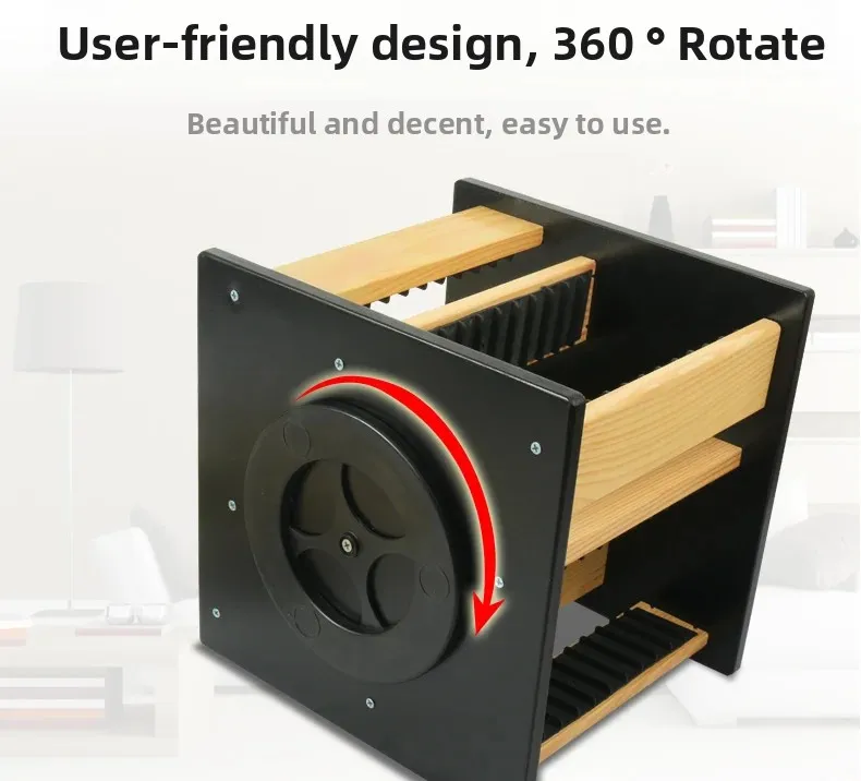 Nordic Modern 360° Rotating CD Rack Space-Saving Solid Wood Disc Stand Storage Organizer for CD Collection