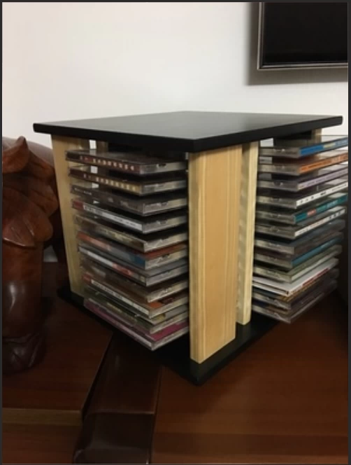 Nordic Modern 360° Rotating CD Rack Space-Saving Solid Wood Disc Stand Storage Organizer for CD Collection