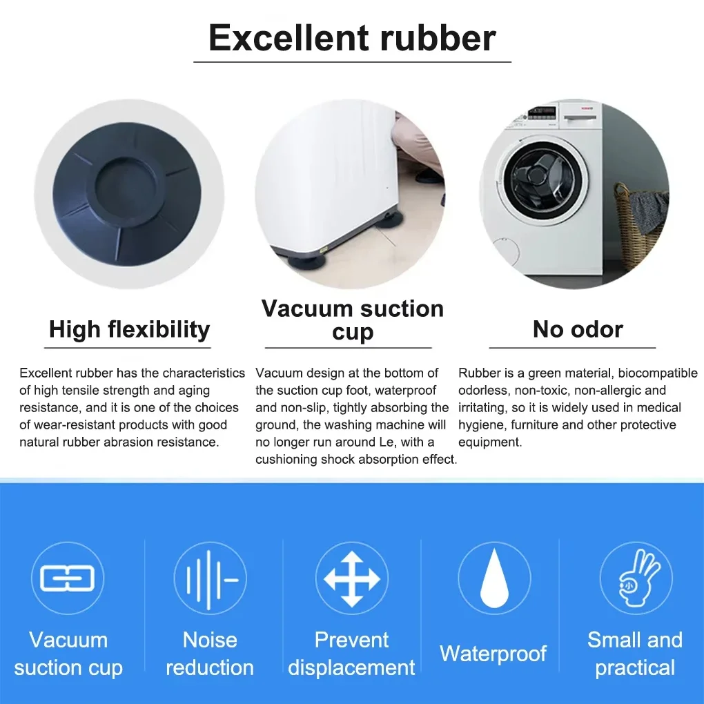 4PCS Anti Vibration Feet Pads Rubber Legs Slipstop Silent Skid Raiser Mat For Washing Machine Support Dampers Stand Non-Slip Pad