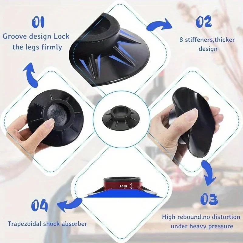4PCS Anti Vibration Feet Pads Rubber Legs Slipstop Silent Skid Raiser Mat For Washing Machine Support Dampers Stand Non-Slip Pad