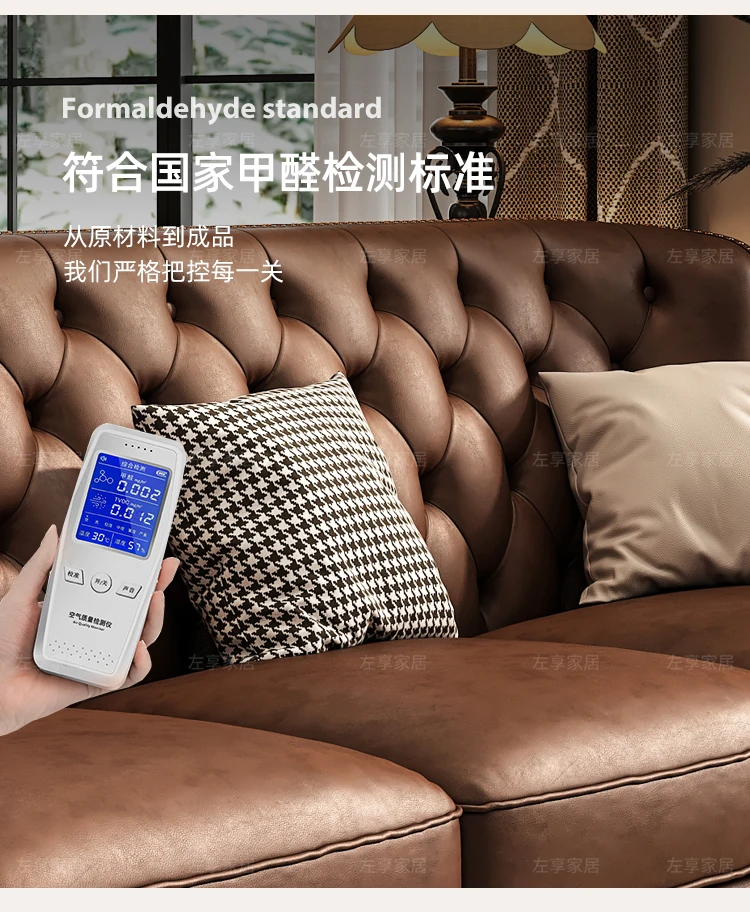 American Retro Sofa Fancy Leather Small Apartment Buckle Sofa First Layer Cowhide Canape Salon Furniture Couch