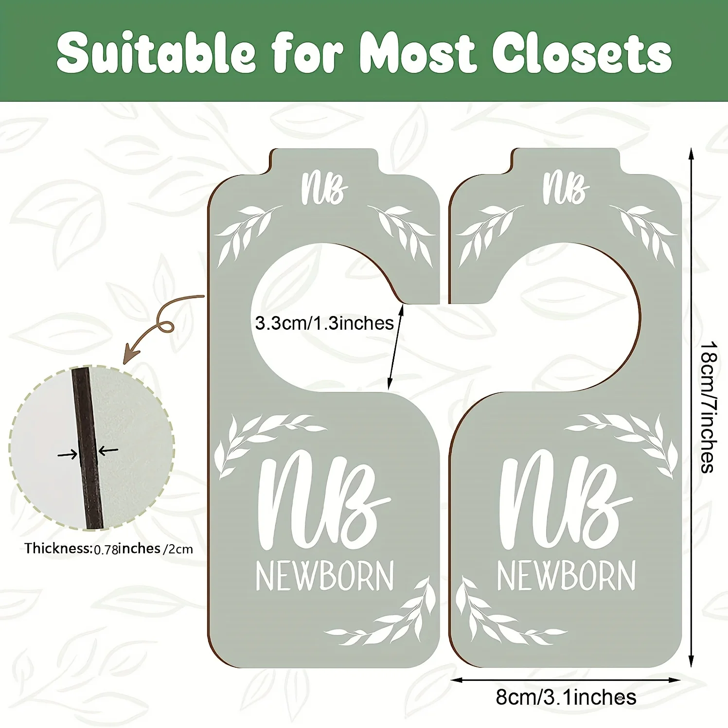 8pcs Wooden Baby Closet Dividers For Baby Clothes Organizer, Double Sided Colorful Baby Closet Organizer For Closet Size Hangers