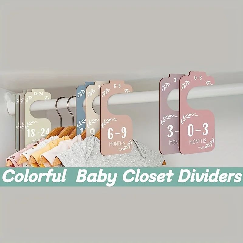 8pcs Wooden Baby Closet Dividers For Baby Clothes Organizer, Double Sided Colorful Baby Closet Organizer For Closet Size Hangers