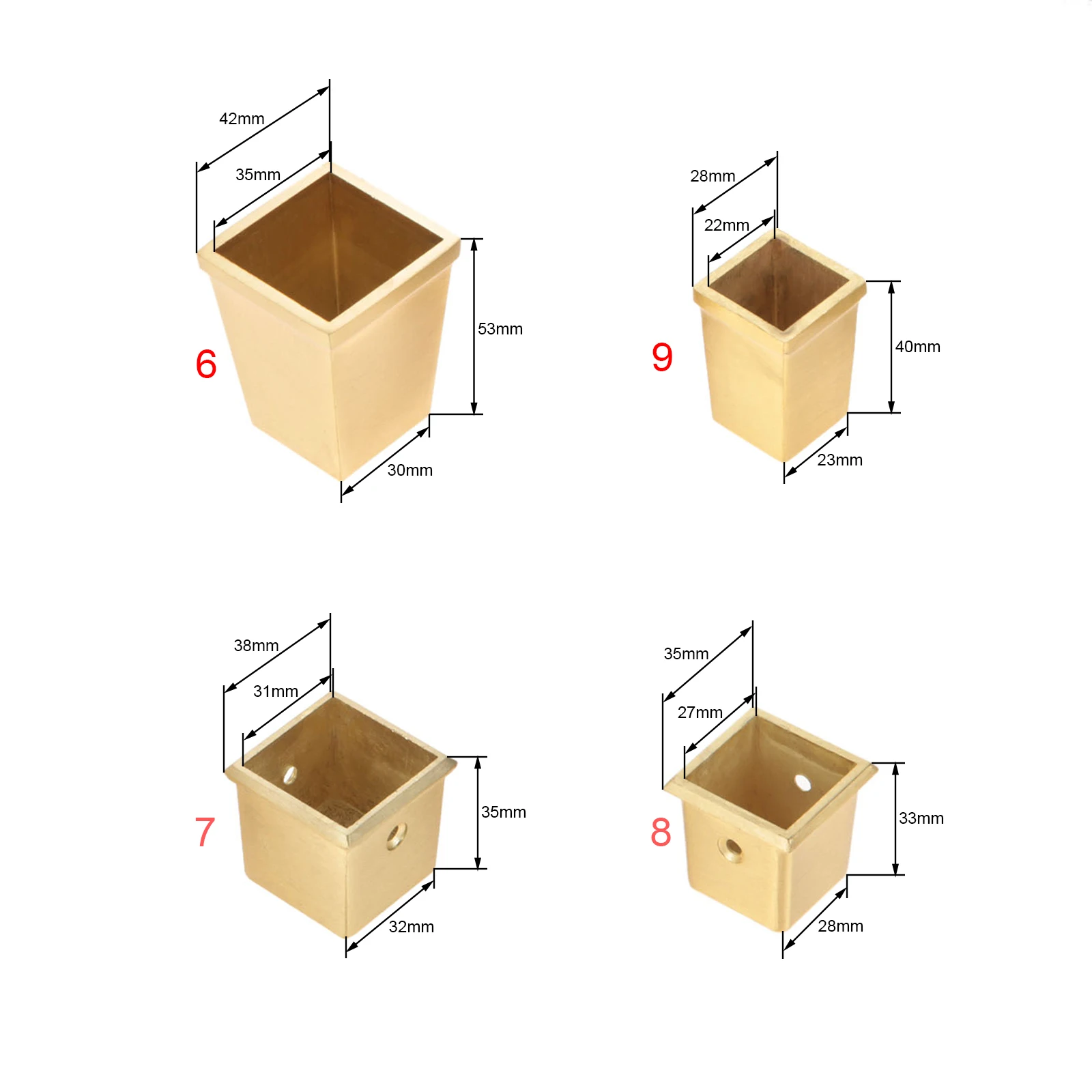1Pc Gold Brass Copper Cabinet Leg Cover Chair Feet Protector Sofa Leg Tube Metal Cup Furniture Leg Tip Cap Furniture Fittings