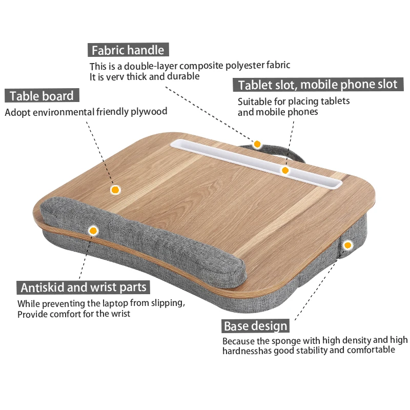 Mumucc Multifunctional Lapdesk With Adjustable Height For Laptops, Tablets,Mobiles,With Cushion And 30CM Slot,Office Nap Pillows