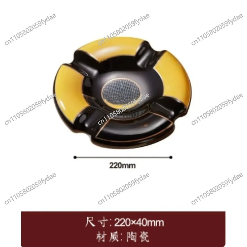 Cigar Ashtray Ceramic Circular Four Cigarette Slots Large Cigar Bar Living Room Household Ashtray