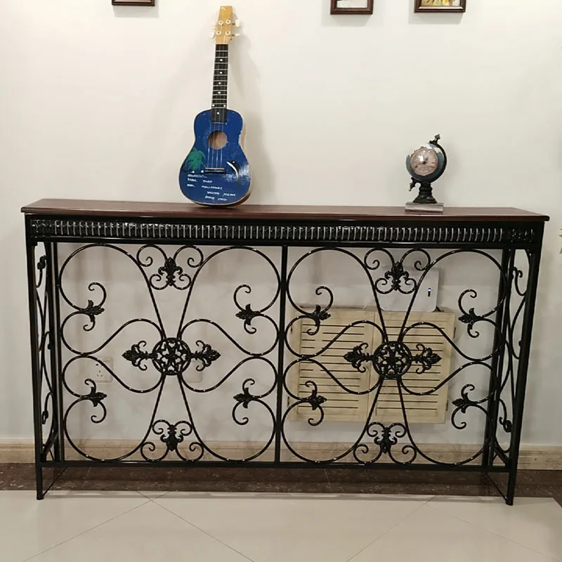 American Wrought Iron Console Table Living Room Furniture Console Tables Retro Creative Home Corridor Decoration Hallway Table