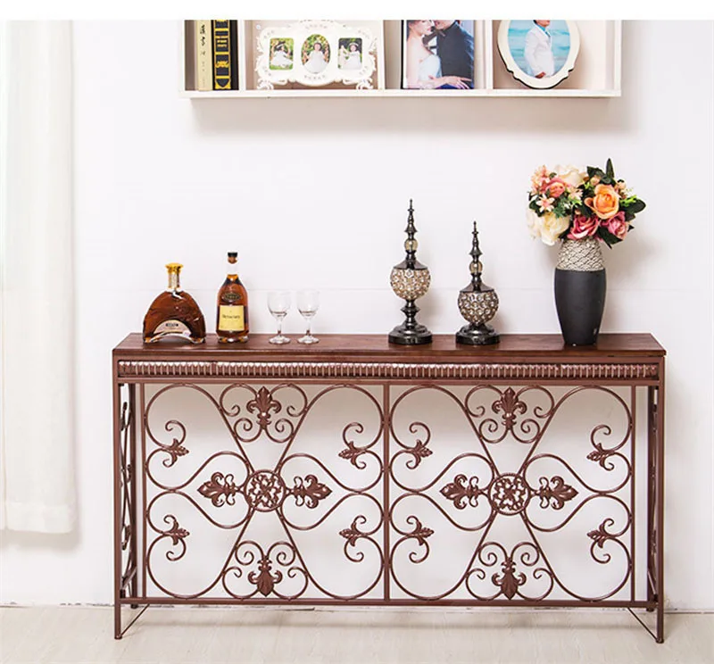 American Wrought Iron Console Table Living Room Furniture Console Tables Retro Creative Home Corridor Decoration Hallway Table