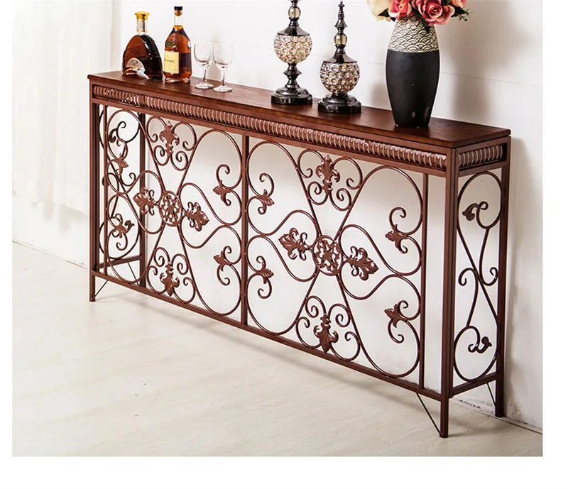 American Wrought Iron Console Table Living Room Furniture Console Tables Retro Creative Home Corridor Decoration Hallway Table