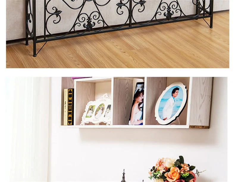 American Wrought Iron Console Table Living Room Furniture Console Tables Retro Creative Home Corridor Decoration Hallway Table