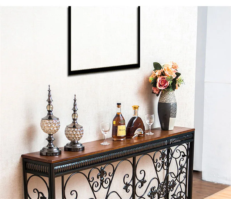 American Wrought Iron Console Table Living Room Furniture Console Tables Retro Creative Home Corridor Decoration Hallway Table