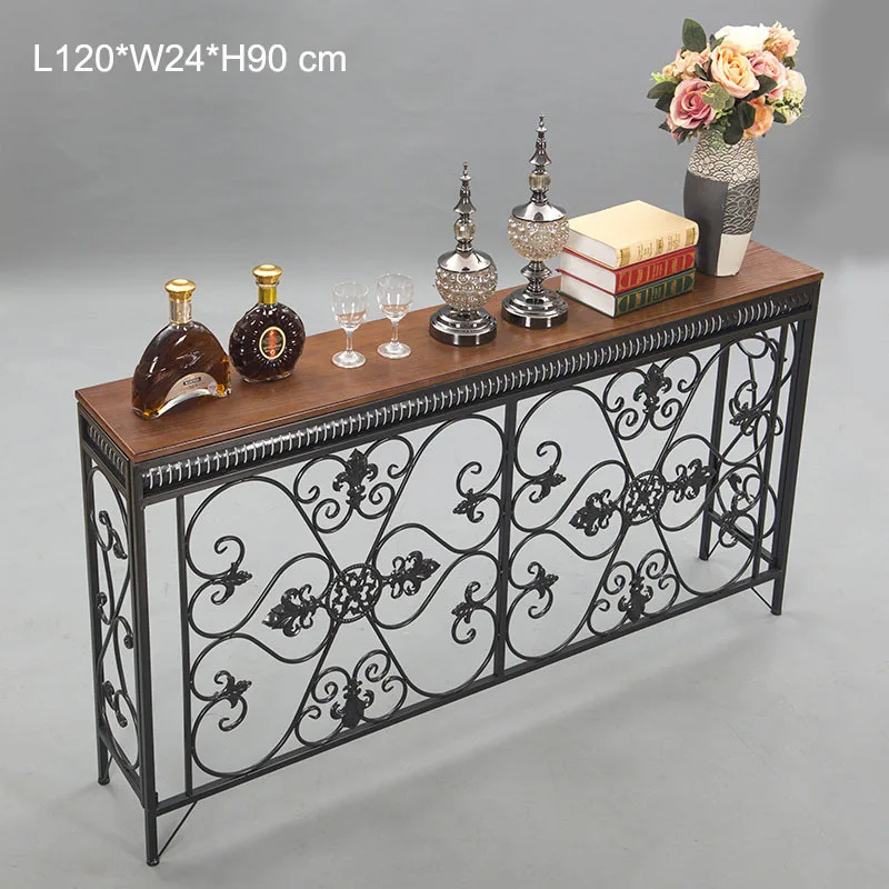 American Wrought Iron Console Table Living Room Furniture Console Tables Retro Creative Home Corridor Decoration Hallway Table