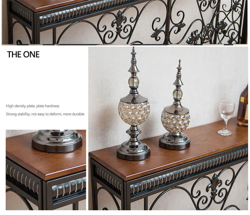 American Wrought Iron Console Table Living Room Furniture Console Tables Retro Creative Home Corridor Decoration Hallway Table