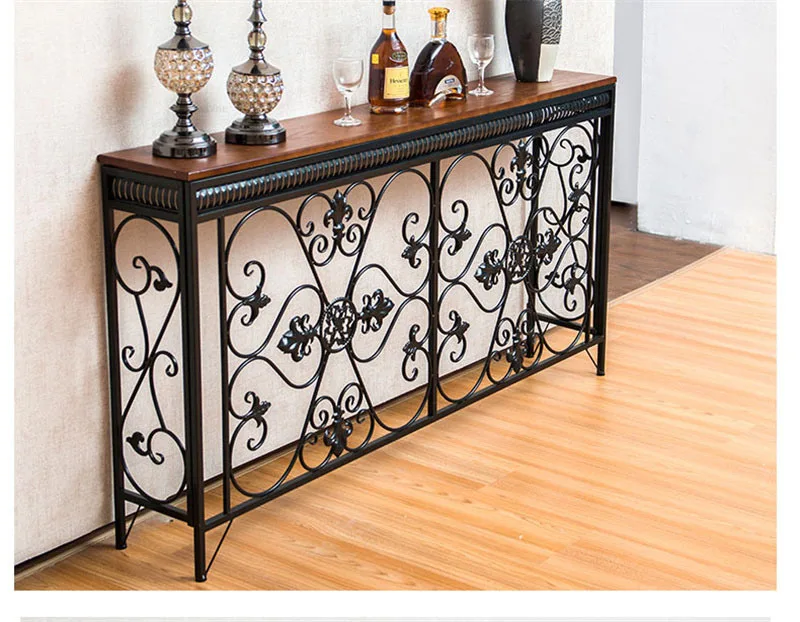 American Wrought Iron Console Table Living Room Furniture Console Tables Retro Creative Home Corridor Decoration Hallway Table