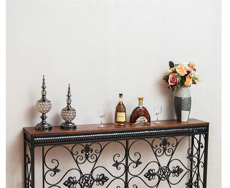 American Wrought Iron Console Table Living Room Furniture Console Tables Retro Creative Home Corridor Decoration Hallway Table