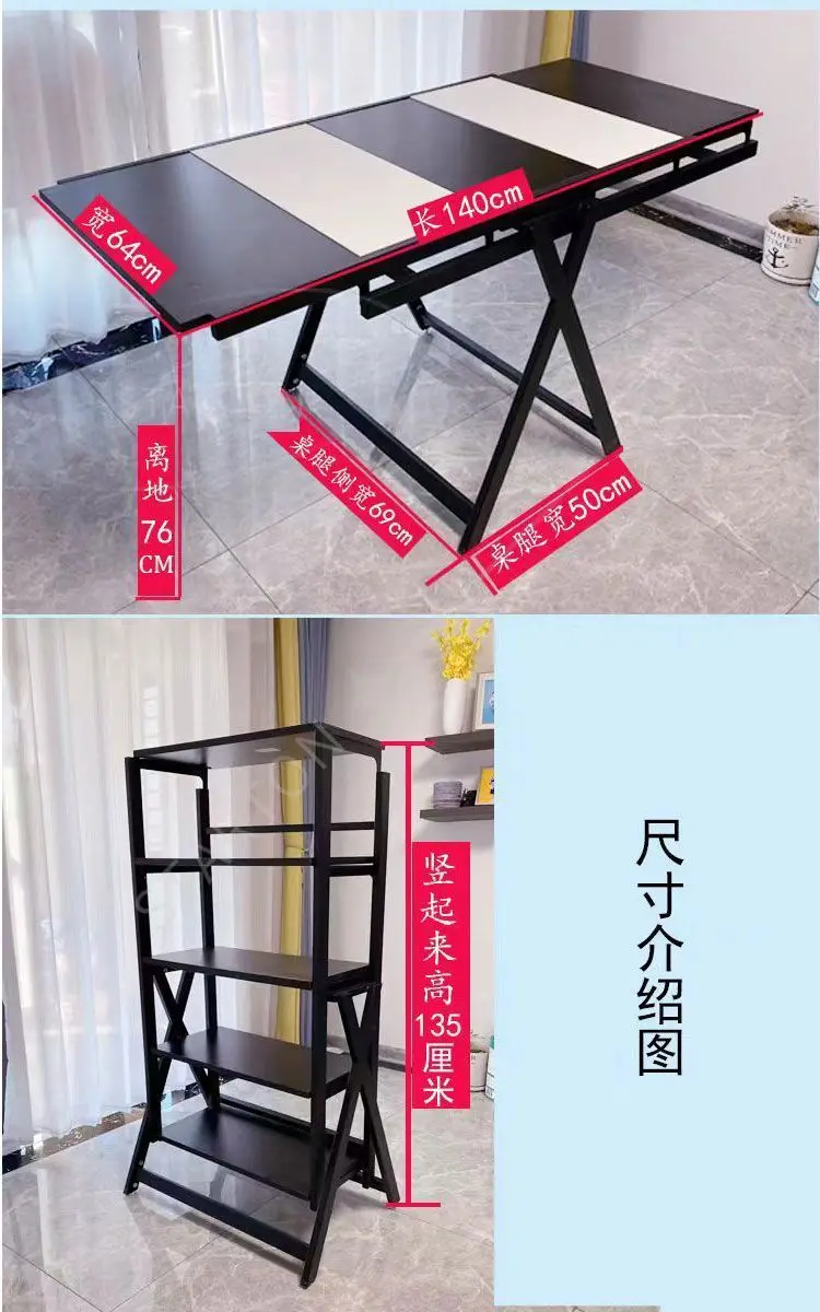 Multi-Functional Folding Dining Table for Small Apartments Rotatable Movable Flower Stand Deformed Design Space-Saving Rack