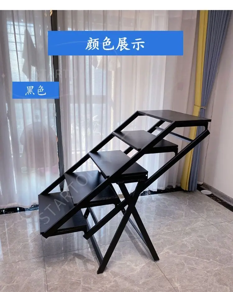 Multi-Functional Folding Dining Table for Small Apartments Rotatable Movable Flower Stand Deformed Design Space-Saving Rack