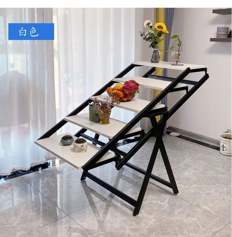 Multi-Functional Folding Dining Table for Small Apartments Rotatable Movable Flower Stand Deformed Design Space-Saving Rack