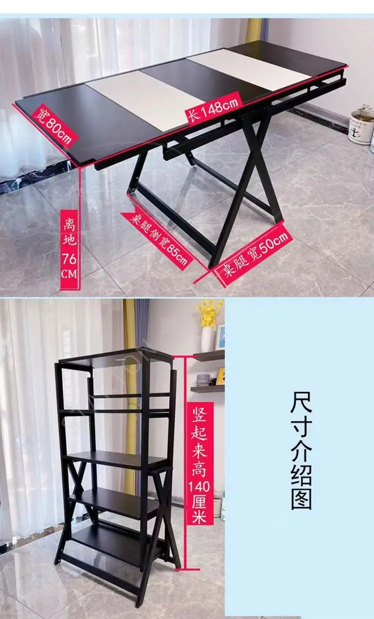 Multi-Functional Folding Dining Table for Small Apartments Rotatable Movable Flower Stand Deformed Design Space-Saving Rack