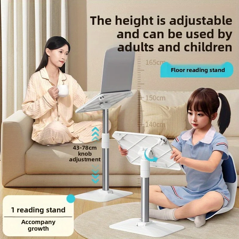 Adjustable Aluminum Reading Stand Height Angle Free Adjust Floor Book Holder Gift Wholesale Reading Desk with Telescopic Rod