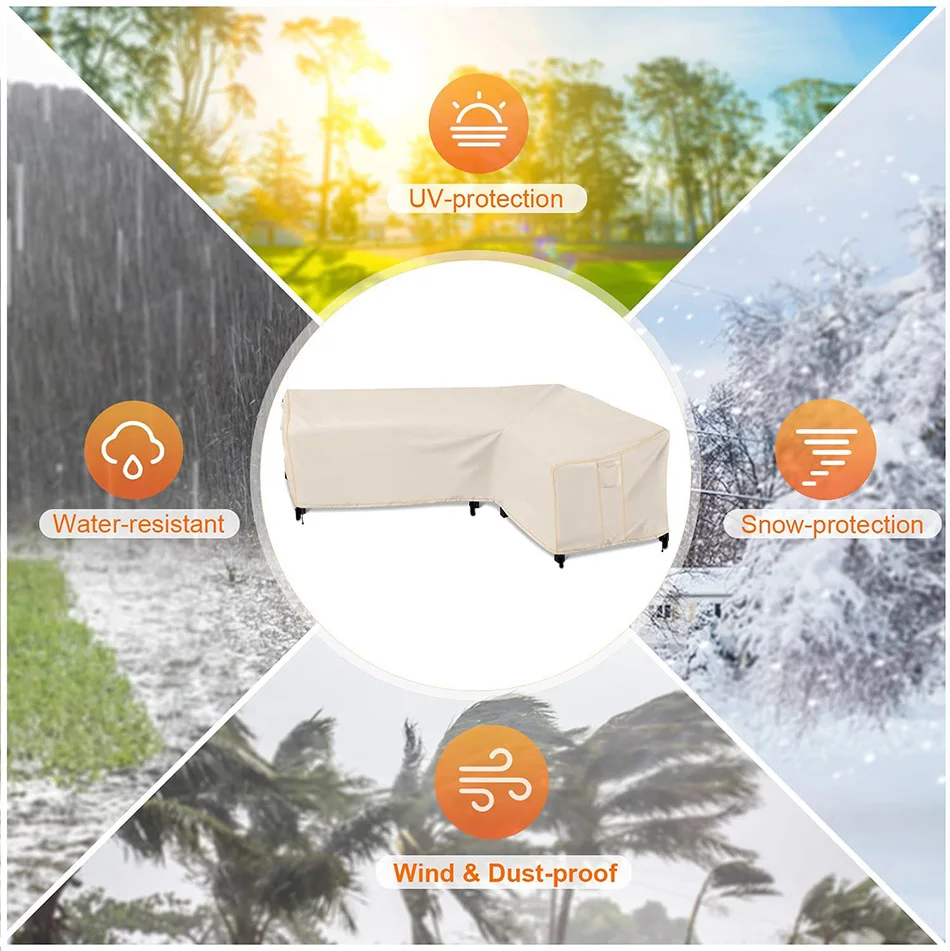 Outdoor L Shape Corner Sofa Cover Waterproof Rattan Corner Furniture Cover V Shape Sofa Table Chair Protective Dust Covers