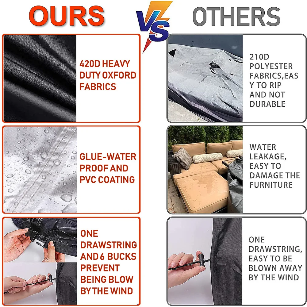 Outdoor L Shape Corner Sofa Cover Waterproof Rattan Corner Furniture Cover V Shape Sofa Table Chair Protective Dust Covers