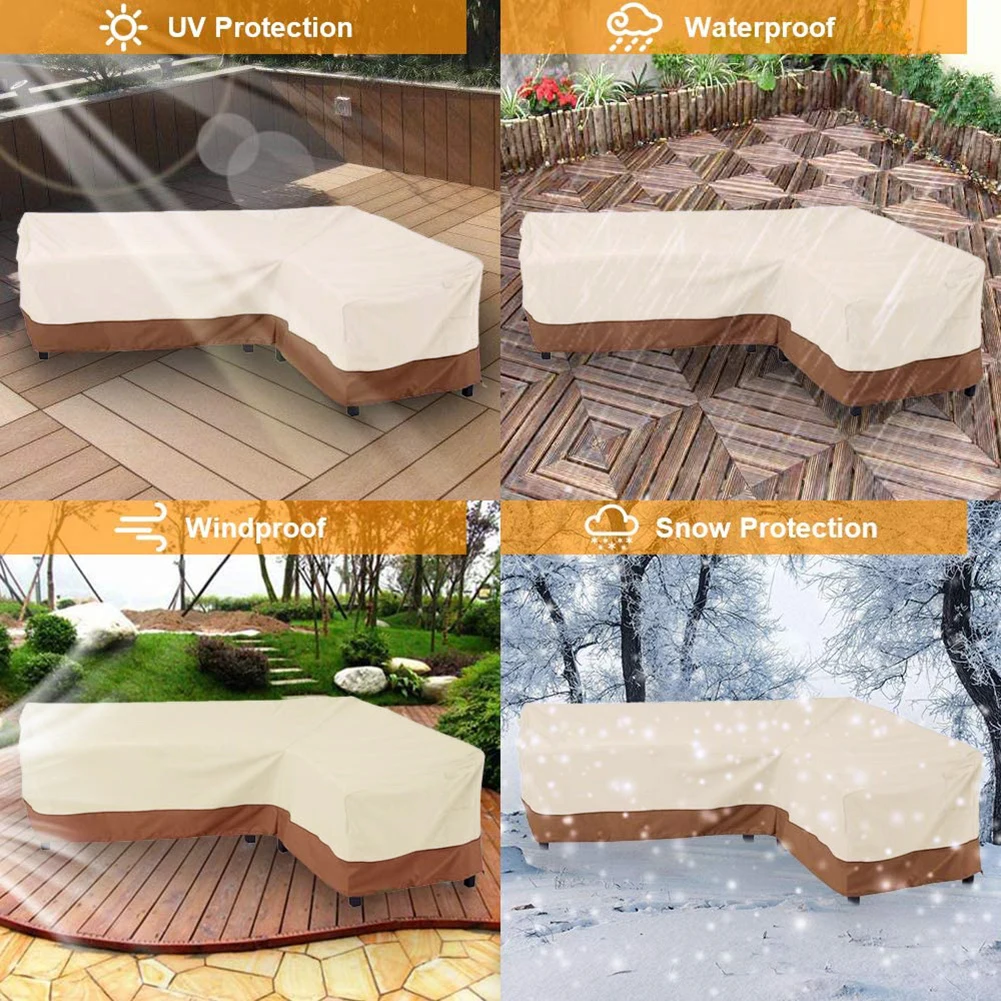 Outdoor L Shape Corner Sofa Cover Waterproof Rattan Corner Furniture Cover V Shape Sofa Table Chair Protective Dust Covers