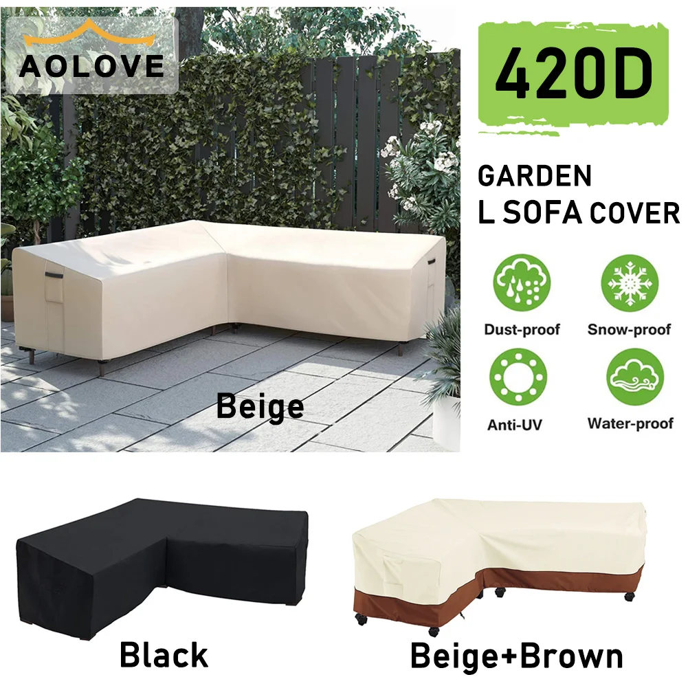 Outdoor L Shape Corner Sofa Cover Waterproof Rattan Corner Furniture Cover V Shape Sofa Table Chair Protective Dust Covers