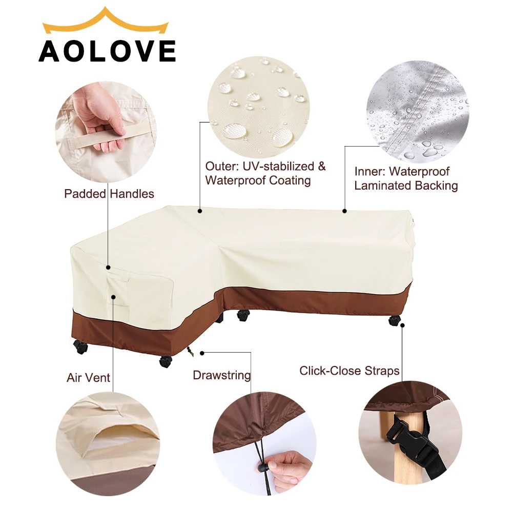 Outdoor L Shape Corner Sofa Cover Waterproof Rattan Corner Furniture Cover V Shape Sofa Table Chair Protective Dust Covers