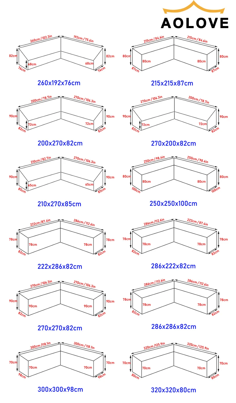 Outdoor L Shape Corner Sofa Cover Waterproof Rattan Corner Furniture Cover V Shape Sofa Table Chair Protective Dust Covers