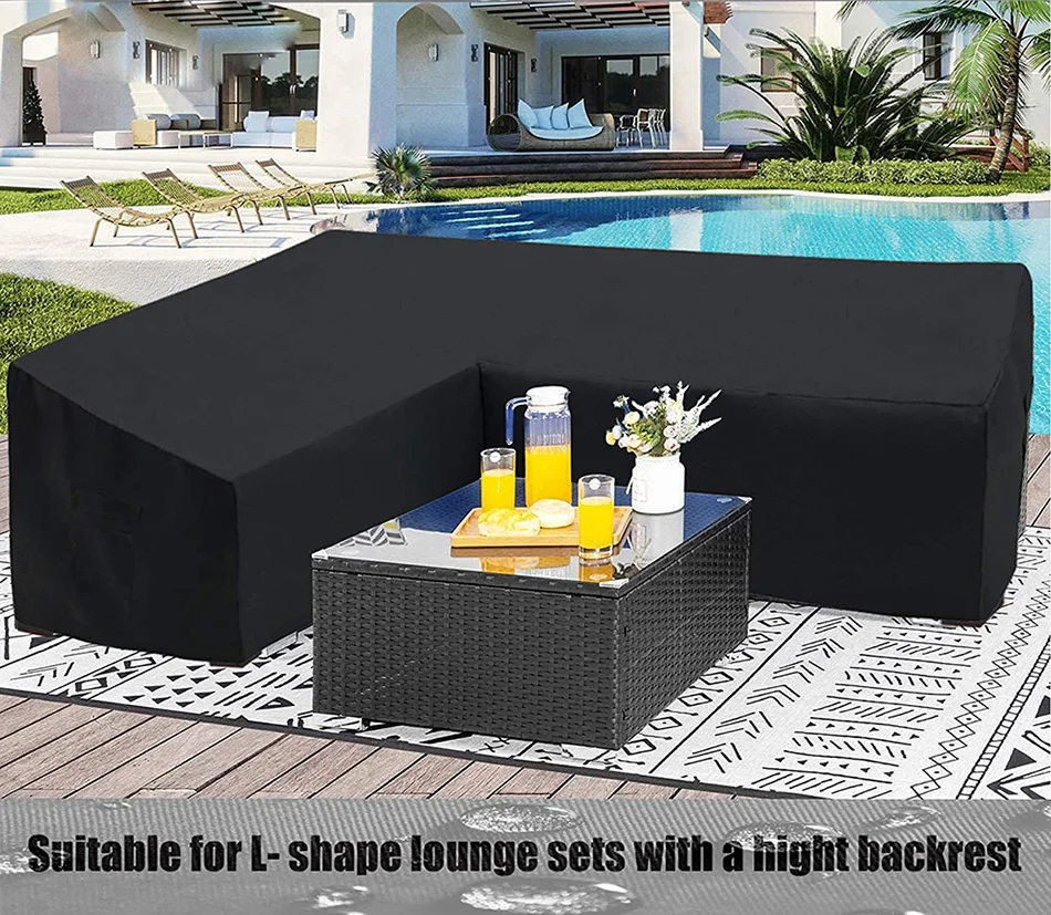 Outdoor L Shape Corner Sofa Cover Waterproof Rattan Corner Furniture Cover V Shape Sofa Table Chair Protective Dust Covers