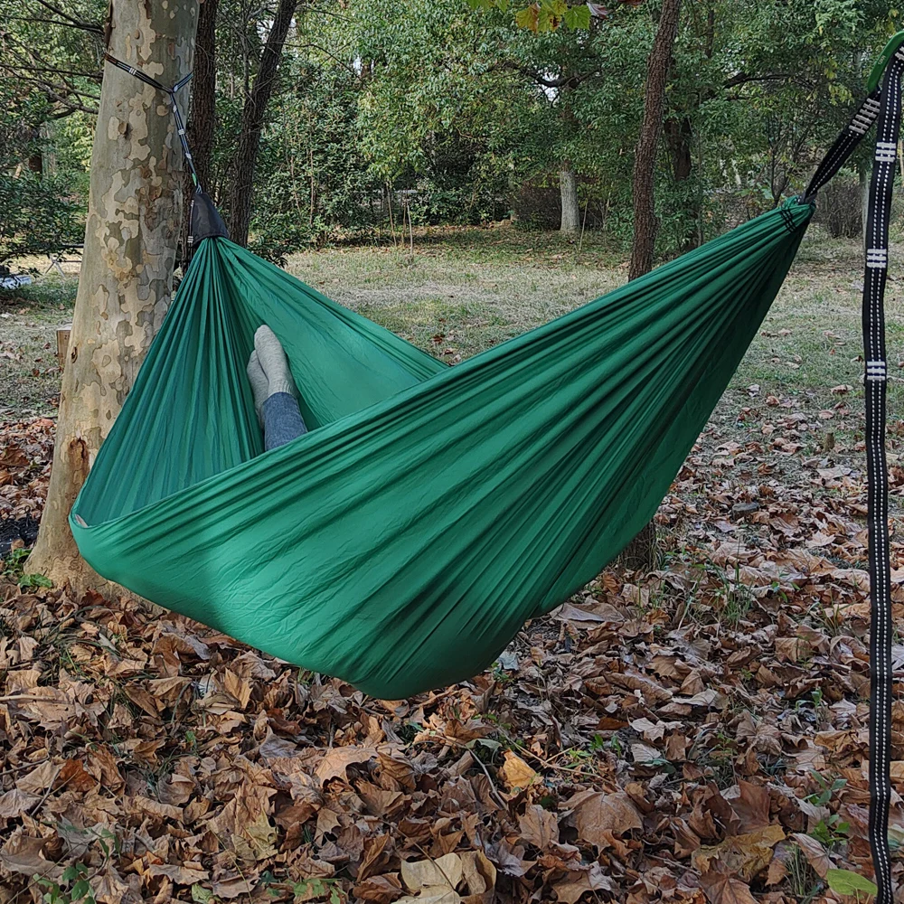 300x140cm Camping Parachute Hammock Single Portable Outdoor Indoor Nylon Hammock Adult Child Swing for Adventure Garden Backyard