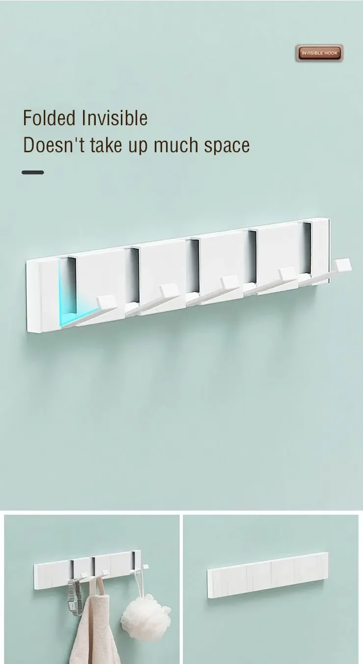 Foldable Coat Rack Bathroom Wall Hanger Shelves Steel Shelf Behind Door Hooks Clothes Organizer Key Storage Towel Rack Furniture