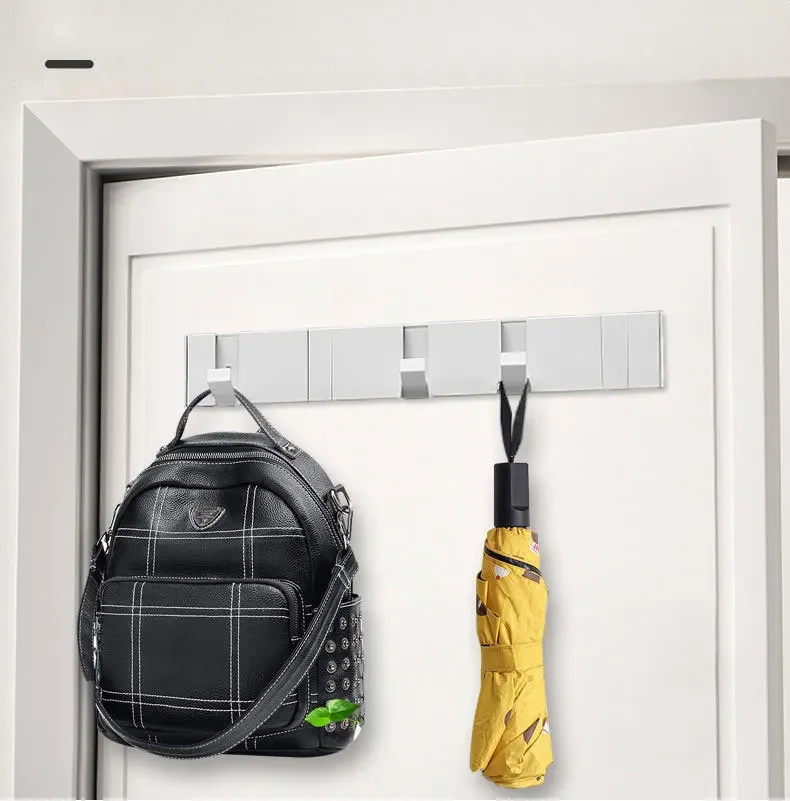 Foldable Coat Rack Bathroom Wall Hanger Shelves Steel Shelf Behind Door Hooks Clothes Organizer Key Storage Towel Rack Furniture
